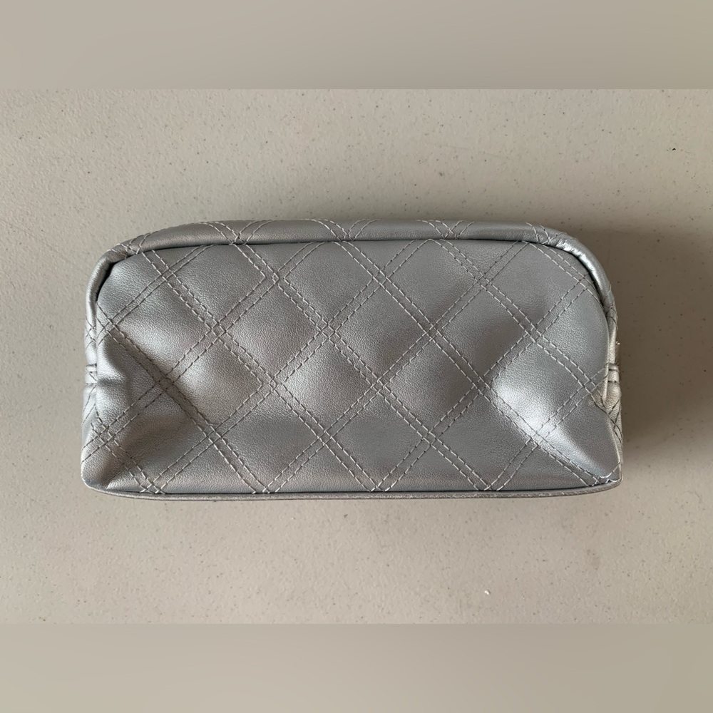 NEXXUS Hair Small Silver Cosmetic Travel Zipper Bag NWOT